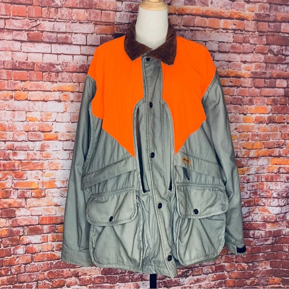 Vintage Dunn’s Supply Orange and Gray Button Down Small Game Hunting Jac…